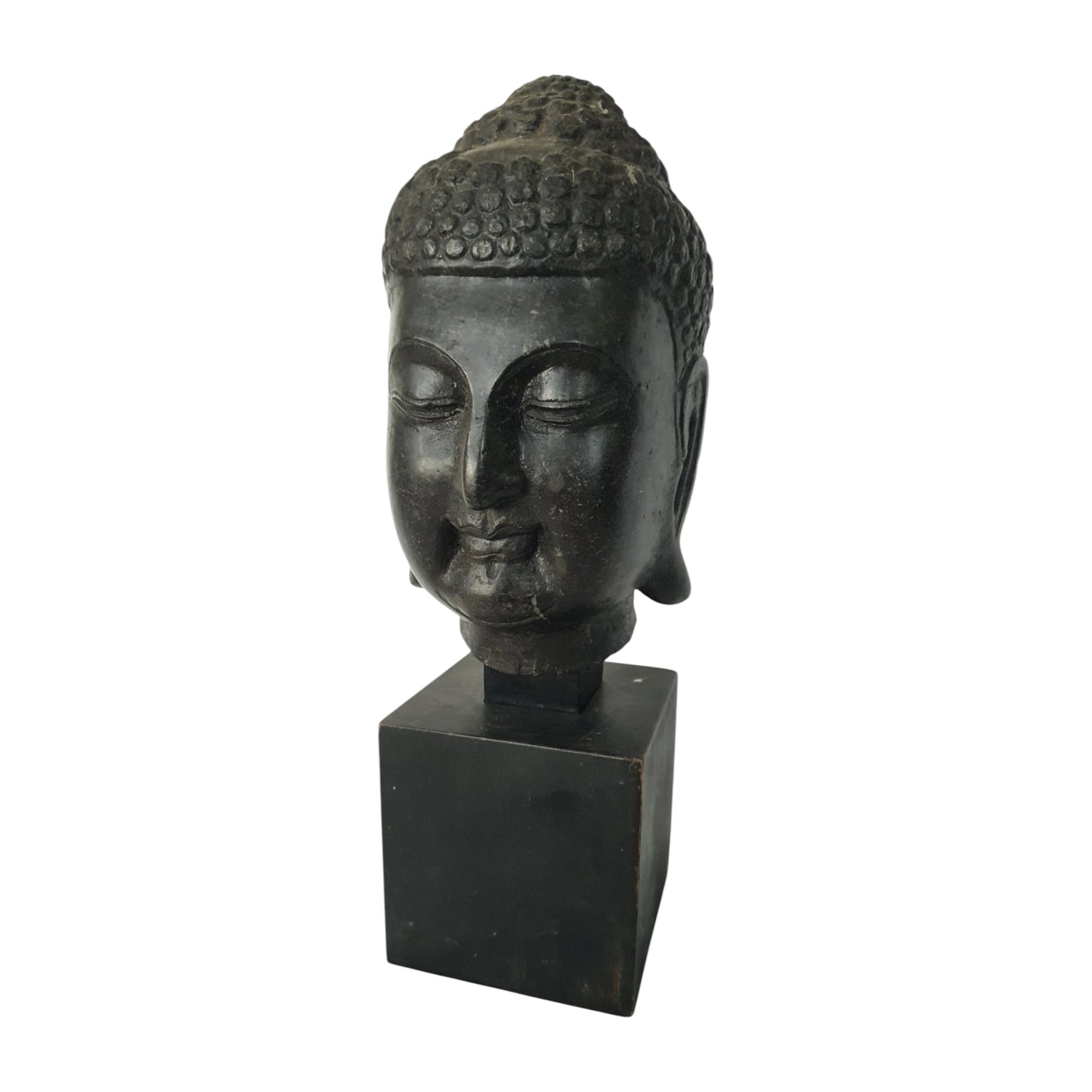 Buddha Head Black Basalt, Ming Dynasty (1368-1644)