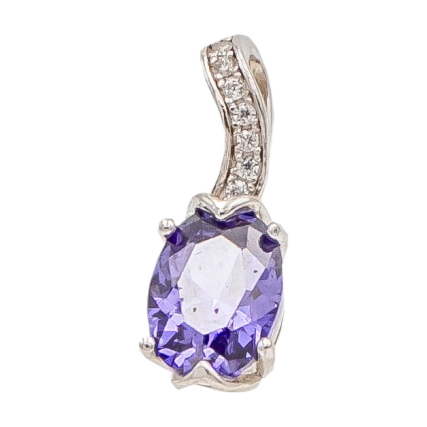 Gemstone and Diamond Pendant, Sterling Silver