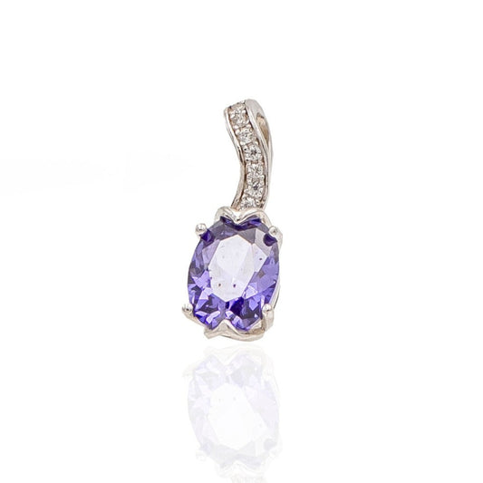 Gemstone and Diamond Pendant, Sterling Silver