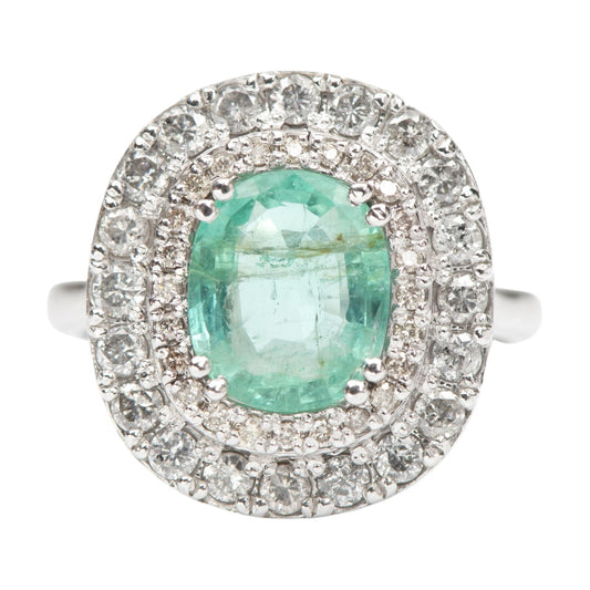Emerald and Natural Diamond Cocktail Ring
