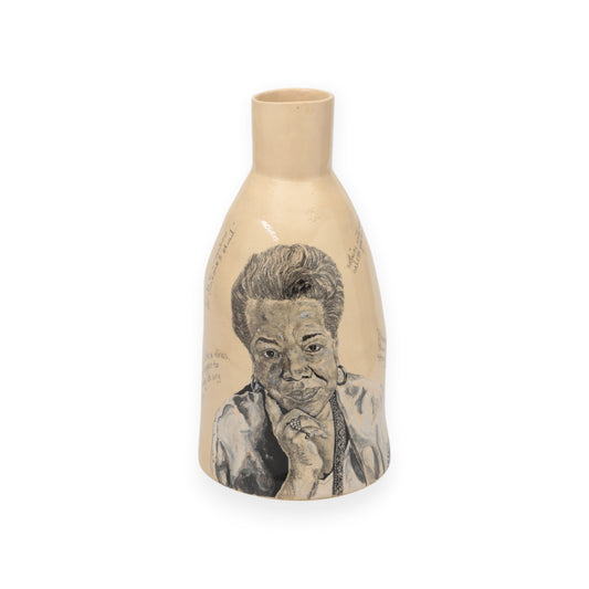 Sihlobo Bukhosi Moyo (b. 1992, South Africa) Dr Maya Angelou, 2024 Underglaze Pencil and Paint on Ceramic