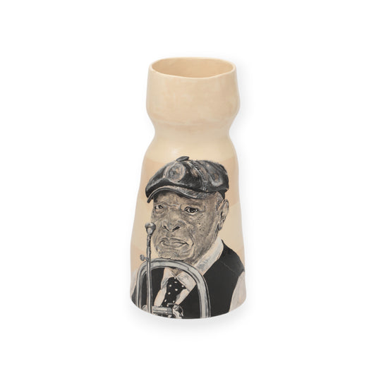Sihlobo Bukhosi Moyo (b. 1992, South Africa) Hugh Masekela, 2024 Underglaze Pencil and Paint on Ceramic