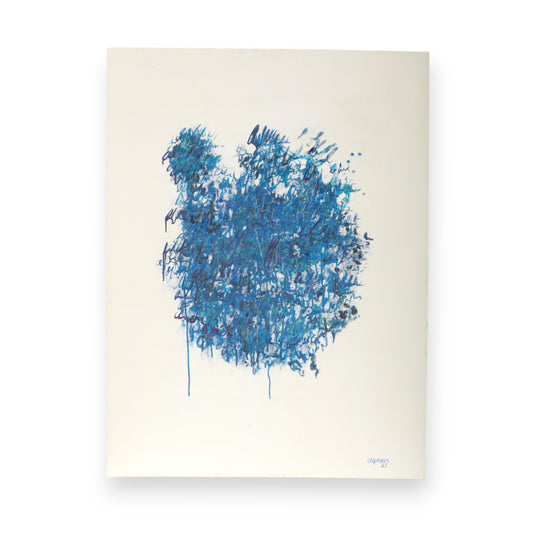 Alpheus Ngoepe, Blue nest, Oil pastels on canvas, 2025