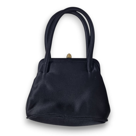 Vintage Carlo Fellini Black Satin Handbag