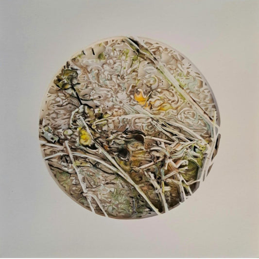 Lisa Younger, These gold threads are mine, sliced fabriano paper in 3 layers with watercolour pencil, 2024